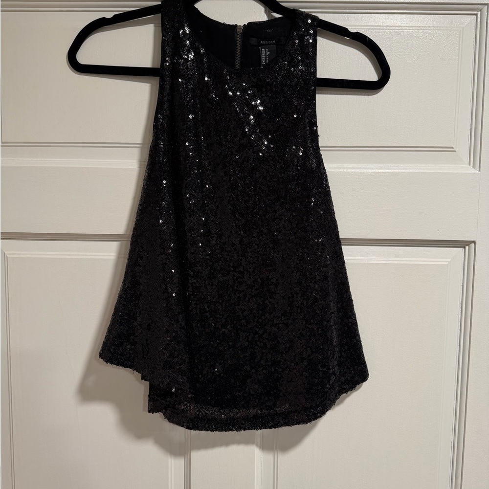 Forever 21 Black Sequin Sleeveless Top
